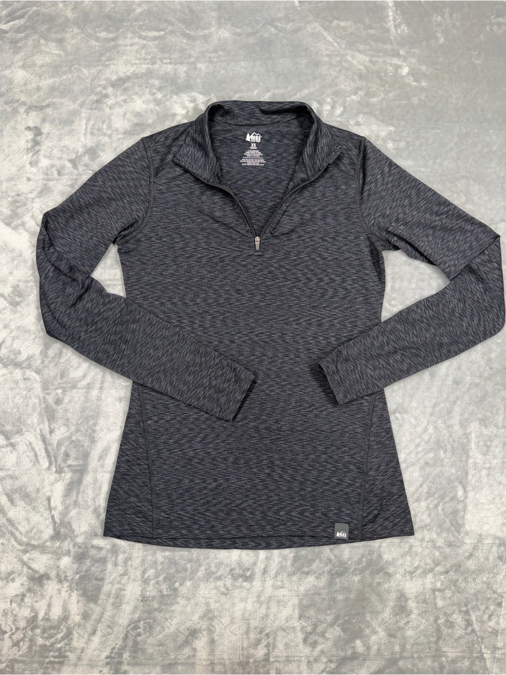 REI Women's Heather Charcoal Quarter-Zip Long Sleeve Top